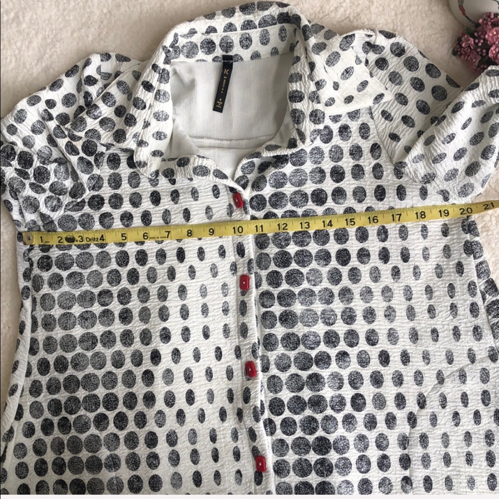 IC By Connie K Artsy Abstract Loose Button Up Zip Back Jacket Tunic Sz S - Picture 5 of 10